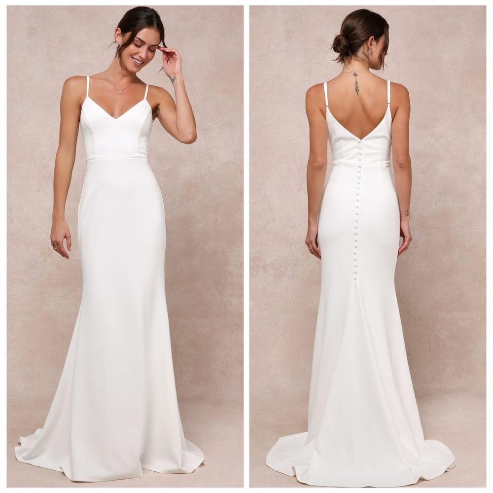 Lulus Feeling of Forever White Sleeveless Mermaid Maxi Dress Size Large NEW NWT